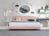 Linen Fabric King Bed Curved Headboard Bedhead - Pale Pink V63-839861