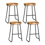 Artiss 4x Bar Stools Tractor Seat 65cm Wooden BA-TW-9090-H65-NTX4