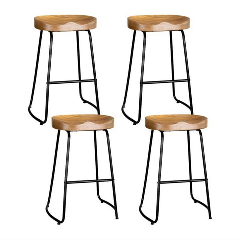 Artiss 4x Bar Stools Tractor Seat 65cm Wooden BA-TW-9090-H65-NTX4