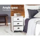 Artiss 2x Bedside Table 3 Drawers Vintage - THYME White ST-CAB-B-3D-WHX2