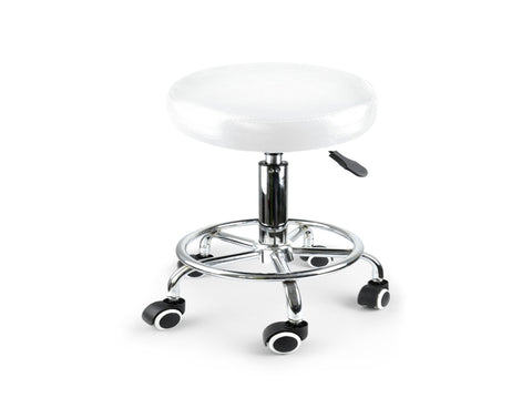 Levede Salon Stool Swivel Hairdressing White T4498-WH_NZ