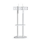Minimalist Marble Textured Floor Tv Stand 32"-75" Strong Steel Tv Bracket Stable V767-U-Z1418-WT