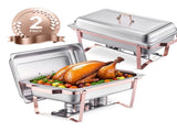 Chafing Dish Buffet Set, 8 Qt 2 Pack, Stainless Steel Chafer with 2 Full Size Pans, Rectangle V952-ZFXBXGSTGK2JJ8OR8V0