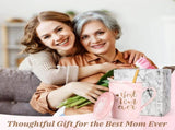 Best Mom Ever Coffee Mug Gift Set with Lid, Spoon & Coaster, 14oz Pink Marble Ceramic Cup for V1107-CS-DLSMKBF