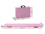 Everfit 180x60cm Gymnastics Mats Folding Exercise Floor Mat Portable 3 Fold Tumbling Mat Pink ECM-A-180-PK