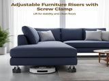 4PCS Adjustable Furniture Risers with Screw Clamp, 3.2" Wide Base Sturdy Bed Risers, Stackable 0.7" V1369-AZ3-W-08777