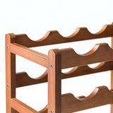 Bamboo Wine Rack Free Standing 15 Bottles with 6 Glasses Holder Storage in Brown V63-952231