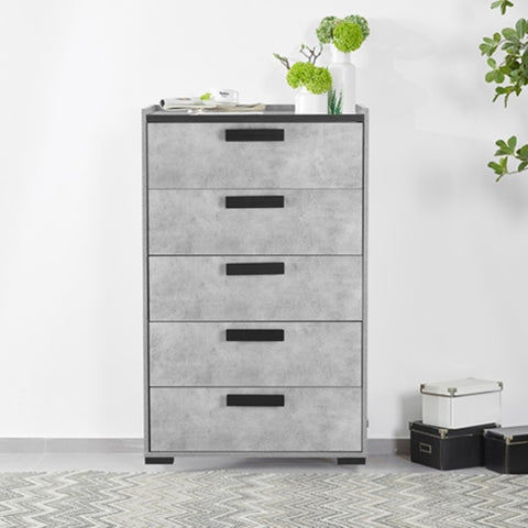 Dressing Chest With 6 Storage Drawers MDF Mirror Combination of Black & Cement Colour V43-TBY-COP