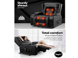 Artiss Recliner Chair Lift Assist Heated Massage Chair Leather Rukwa RECLINER-A5-BK-AB