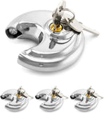 Keyed Alike Disc Padlock 4 Pack, Stainless Steel Discus Lock with 3/8 Inch Shackle for Garages, V1189-LC-RY-00009