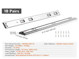 10 Pairs of 558.8mm Drawer Slides Side Mount Rails, Heavy Duty Full Extension Steel Track, V952-CZCJCTDG100L9P7WTV0