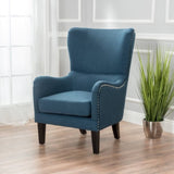 Vintage Dark Blue Fabric High Back Padded Armchair V1041-JLC-1081DARKBLUE