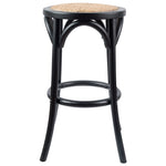 Aster 4pc Round Bar Stools Dining Stool Chair Solid Birch Wood Rattan Seat Black V315-VOD-CAFE-23-4PC-KIT