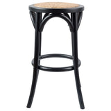 Aster 2pc Round Bar Stools Dining Stool Chair Solid Birch Wood Rattan Seat Black V315-VOD-CAFE-23-2PC-KIT