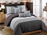 Gray Striped Cannes Gallery Quilt / Doona / Duvet Cover set V745-AQ08415Q3