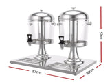 5-Star Chef 16L Dual Tank Juice Dispenser Drink Beverage Server Ice Tubes JD-8L-X2-SS