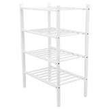 4 Tier Shoe Rack White Stackable Shoes Rack Organizer Multifunctional Bamboo Shoe Rack for Home V1294-YM0521-3117230094411