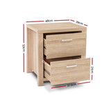 Artiss 2x Bedside Table 2 Drawers - MAXI Pine FURNI-N-MAXI-BS01-WDX2