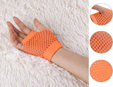 24 Pair Fishnet Gloves Fingerless Wrist Length 70s 80s Costume Party - Orange V563-24PCS-18510-ORANGE