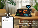 2X Digital Clock Alarm Clock WiFi Clock, Extra Large Letters, Temperature & Humidity, Calendar, V1370-AZ4-10254