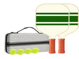 Set 3 White And Green T700 Carbon Fiber Pickleball Paddle Set - 2 Paddles, 4 Balls, and Portable V888-ELOSUNG23606