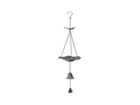 Hanging Lilypad Birdfeeder w Dragonfly & Bell 84cm V637-06981BRD