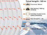 16mm 50m Safety Climbing Rope Nylon Rock Static Outdoor Boat Anchor Marine Rope Dock Lines Rope V324-CS2-ROPE16MM-50M