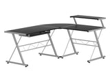 Artiss Computer Desk L-Shape Keyboard Tray Shelf Black MET-DESK-117-BK