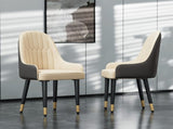 High-End Dining Chairs Set of 2 Faux Leather Upholstered Kitchen Chairs Two-Tone Design, Creamy V767-JJ-XD1178-BH2-V1