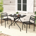 Gardeon 3PC Outdoor Bistro Set Patio Furniture Steel Table and Chairs Black ODF-STSQ-3PCS-AB