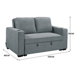 Sarantino Hoffman Linen Sofa Bed with Cushions & Cup Holders Airforce Blue SOFA-YGG-7004-LNN-BLU