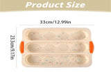 3-Slot French Bread Pan - Non Stick Silicone Baguette Mold for Hoagie, Sub Roll & Hot Dog Buns V1189-WXFWAL-20260319-00457