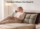 Giselle Bedding Headboard Pillow with Double-Layer Storage Wedge Reading Backrest with Adjustable HBP-GRBTN-CHEN-BRGR-D