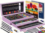 Black 175-Piece Deluxe Art Set with 2 Drawing Boards, Wax Crayons, Acrylic Paints, Colored Pencils, V1106-MSHB175003