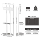 Minimalist Marble Textured Floor Tv Stand 32"-75" Strong Steel Tv Bracket Stable V767-U-Z1418-WT