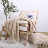 SOGA Beige Diamond Pattern Knitted Throw Blanket Warm Cozy Woven Cover Couch Bed Sofa Home Decor BLANKET922