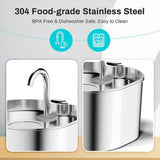 304 Stainless Steel Pet Water Fountain, 2.2L Quiet Drinking Dispenser with Dual Flow Modes, V1341-ZY-ERTPMD6T-A2