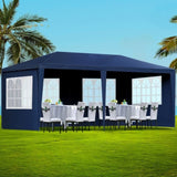 Instahut Gazebo 3x6m Marquee Wedding Party Tent Outdoor Camping Side Wall Canopy 6 Panel Blue GAZEBO-WED-C-FG-3X6-6W-BL