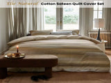 Bedding House Elie Natural Cotton Sateen Quilt Cover Set Queen V442-HIN-QUILTCS-ELIE-NATURAL-QS