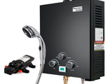 Thermomate Portable Gas Outdoor Camping Hot Water Heater System, with 12V Pump, Shower Head, Black V219-CMPWHTTHBK2A
