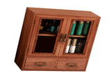 Wooden Desktop Storage Cabinet with Double Door and Drawers Clear Grain Retro Wooden Jewelry Box for V1294-YM0901-3117230286411
