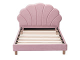 Artiss Single Bed Frame Scallop Upholstered Headboard Pink Velvet Platform Base Support up to 180kg BFRAME-G-ROSY-S-PK-AB