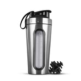 Shaker Bottles for Protein Mixes Stainless Steel Protein Shaker Not Stays Cold/Hot, Visible Window V1366-AZ2-W-15834