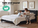Artiss King Bed Frame Wingback Headboard Charcoal Grey Linen Upholstered Platform Bed Base BFRAME-G-PIER-K-CA-ABC