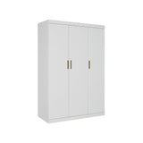 3 Door White Wardrobe Gold Handles, Hanging Rail & Shelves V63-953081