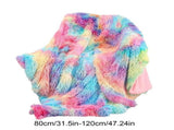Fuzzy Faux Fur Throw Blanket, Tie Dye Fluffy Blanket, Super Soft Rainbow Blanket for Girls, Luxury V1366-AZ2-W-12602