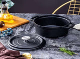 24cm Pre-seasoned NonStick Cast Iron Dutch Oven Handles Lid Skillet Cookware Braising Pot Pan V324-TSD-POT24CM