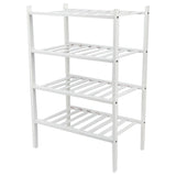 4 Tier Shoe Rack White Stackable Shoes Rack Organizer Multifunctional Bamboo Shoe Rack for Home V1294-YM0521-3117230094411
