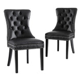 1 Set of 2 Artiss Dining Chairs Black Leather UPHO-C-DIN-1061-BKX2