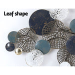 Artiss Metal Wall Art Hanging Sculpture 132cm Home Decor Leaf Circles Blue MWA-NF-LEAF-02-BU